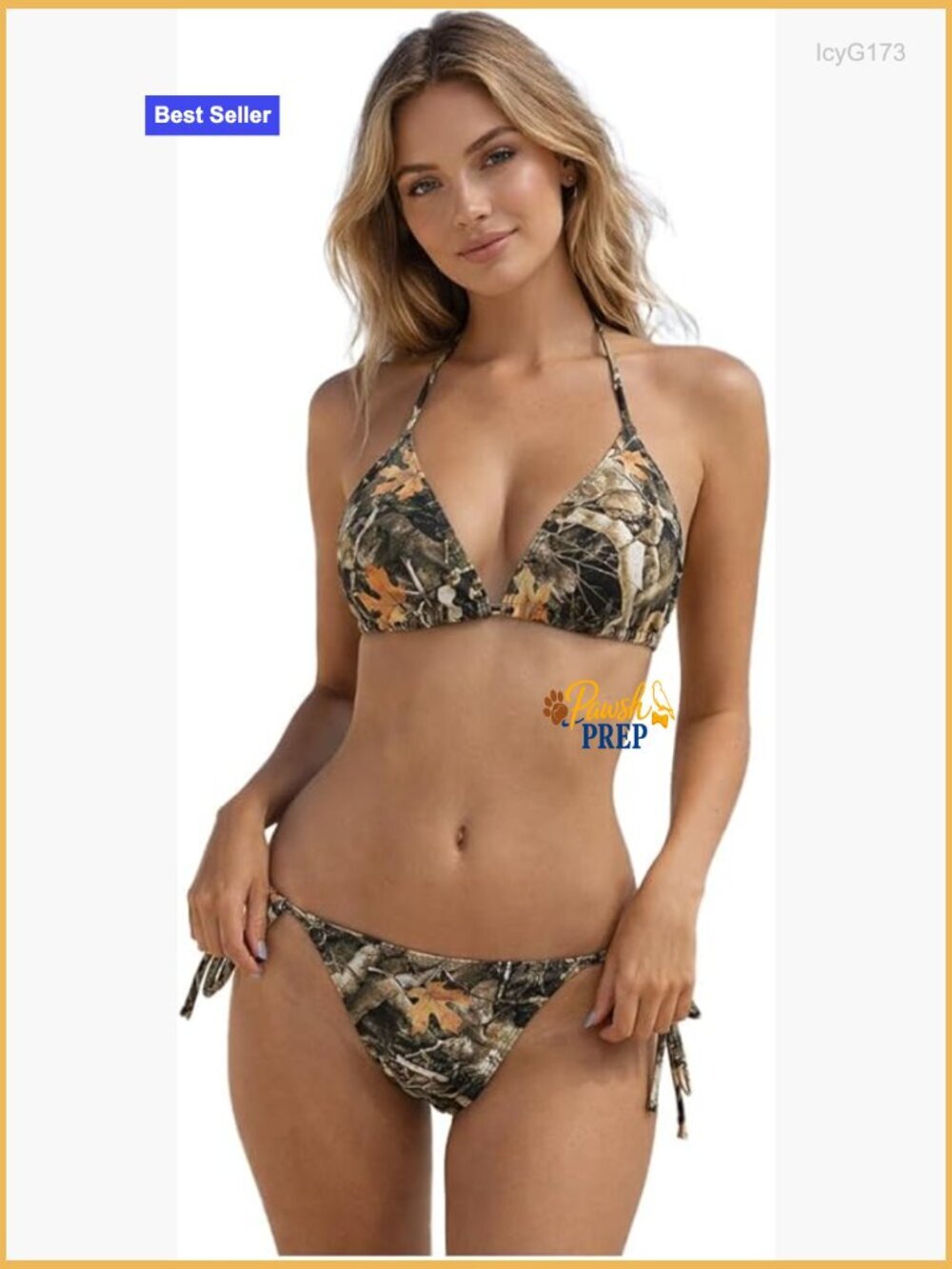 Women's 2 Piece Bikini Set Halter Triangle Swimsuits Tie Side Thong Bathing